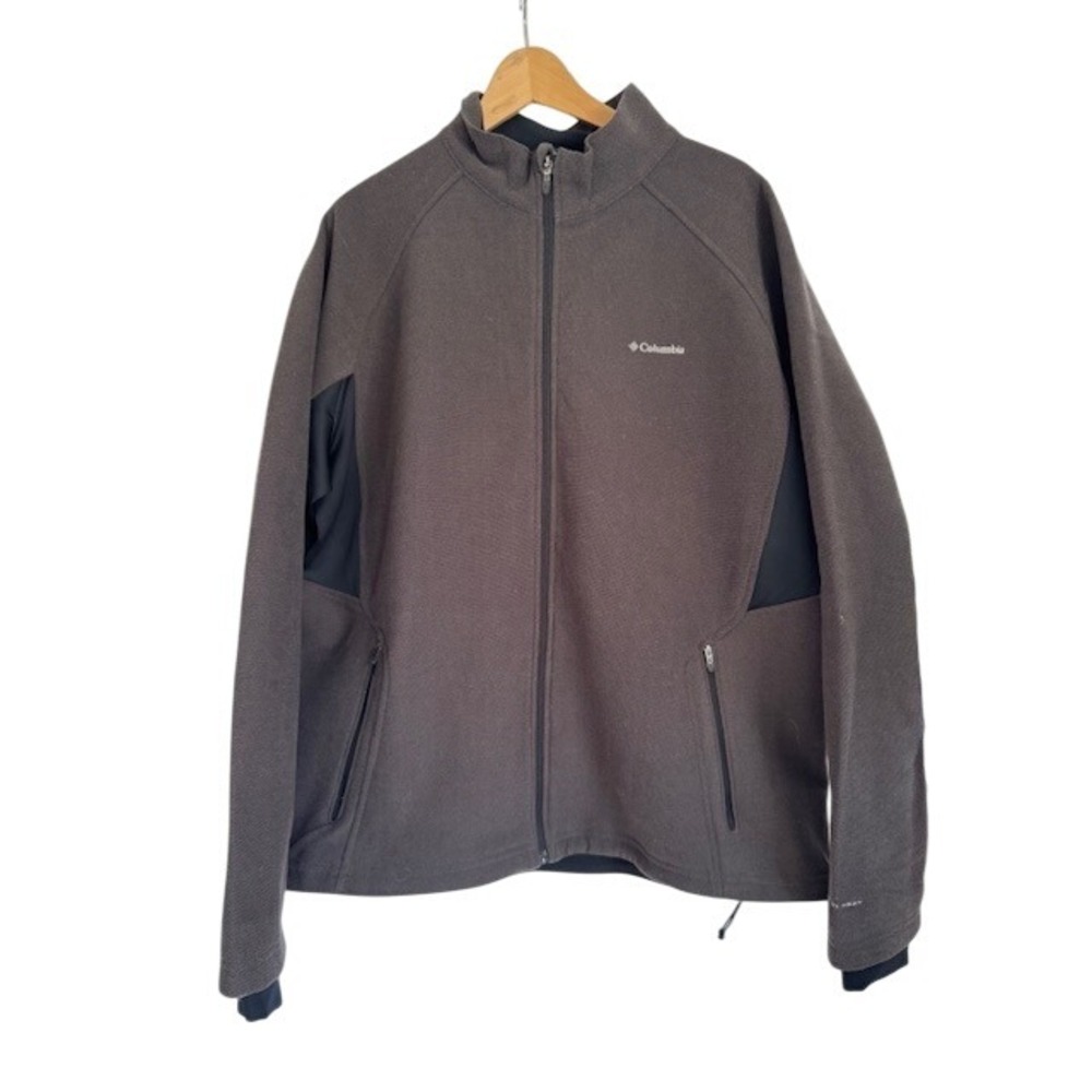 Columbia Mens‎ Jacket Full Zip Fleece Brown Black Athletic - XL